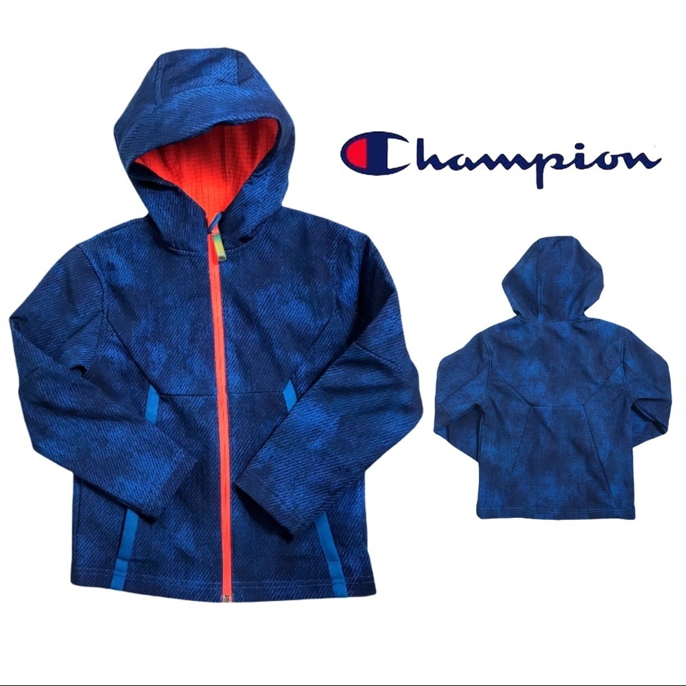 Kids Blue Hooded Champion Jacket Size Small (6/7)